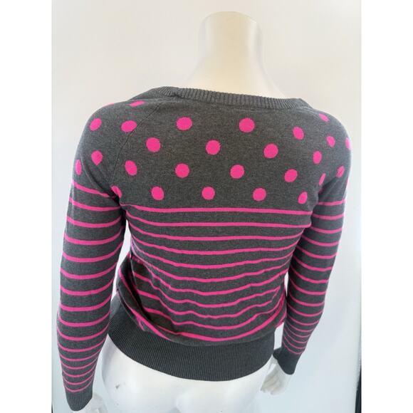 Torrid Women’s Sweater Size 0 10 NWT Grey Hot Pink Polka Dot Winter Casual - Picture 2 of 4